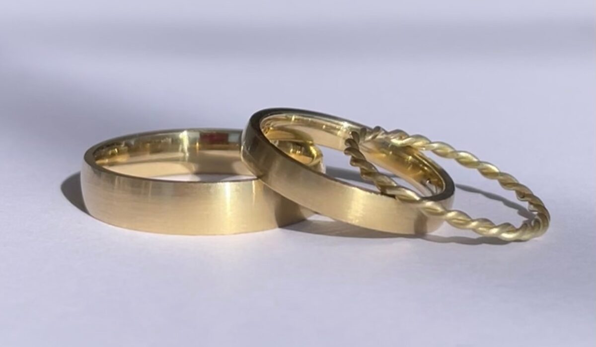 Eheringe mit Kordelring, 585Au